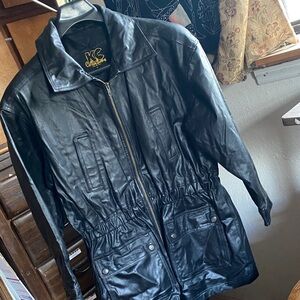 IC COLLECTION Black Leather Men's Jacket